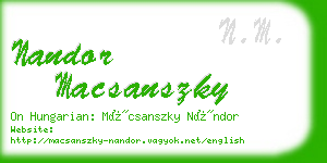 nandor macsanszky business card